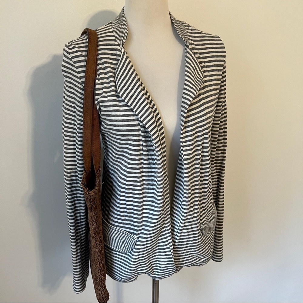 Dolan Gray and White Striped blazer cardigan xs cotton blend Anthropologie